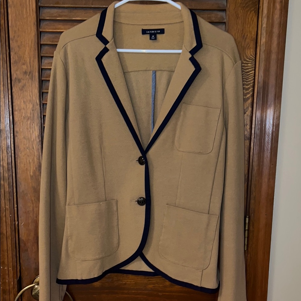 Lands' End Tan and Blue Blazer with Relaxed Fit
